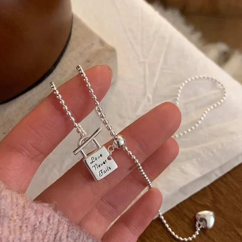 925 Sterling Silver Heart Pendant Adjustable Choker Necklace for Women