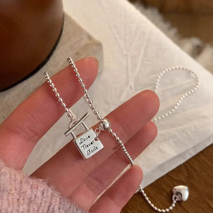 925 Sterling Silver Heart Pendant Adjustable Choker Necklace for Women