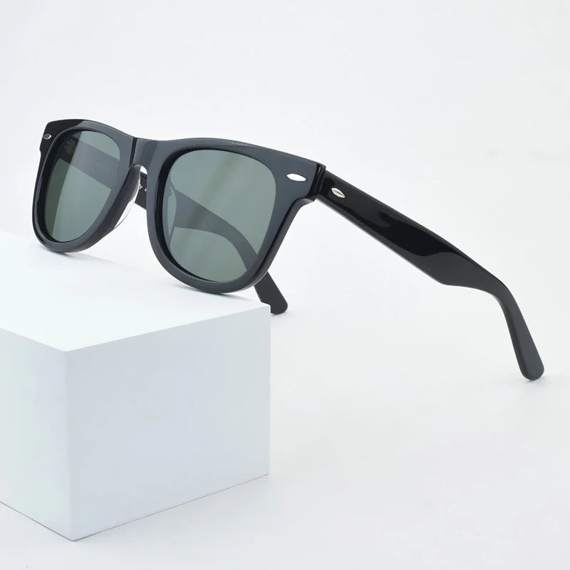 Unisex Vintage Square Resin-Frame Sunglasses