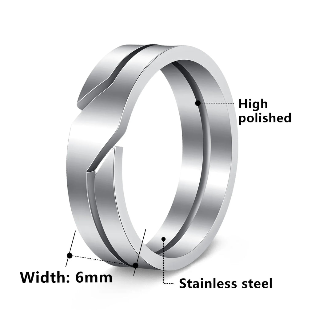 Geometric Slanted Notch Stainless Steel Ring for Men and Women