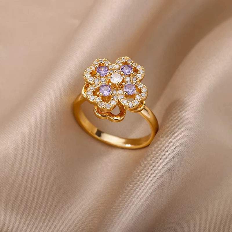 Evil Eye Zircon Adjustable Ring for Women | Luxury 18K Gold Plated