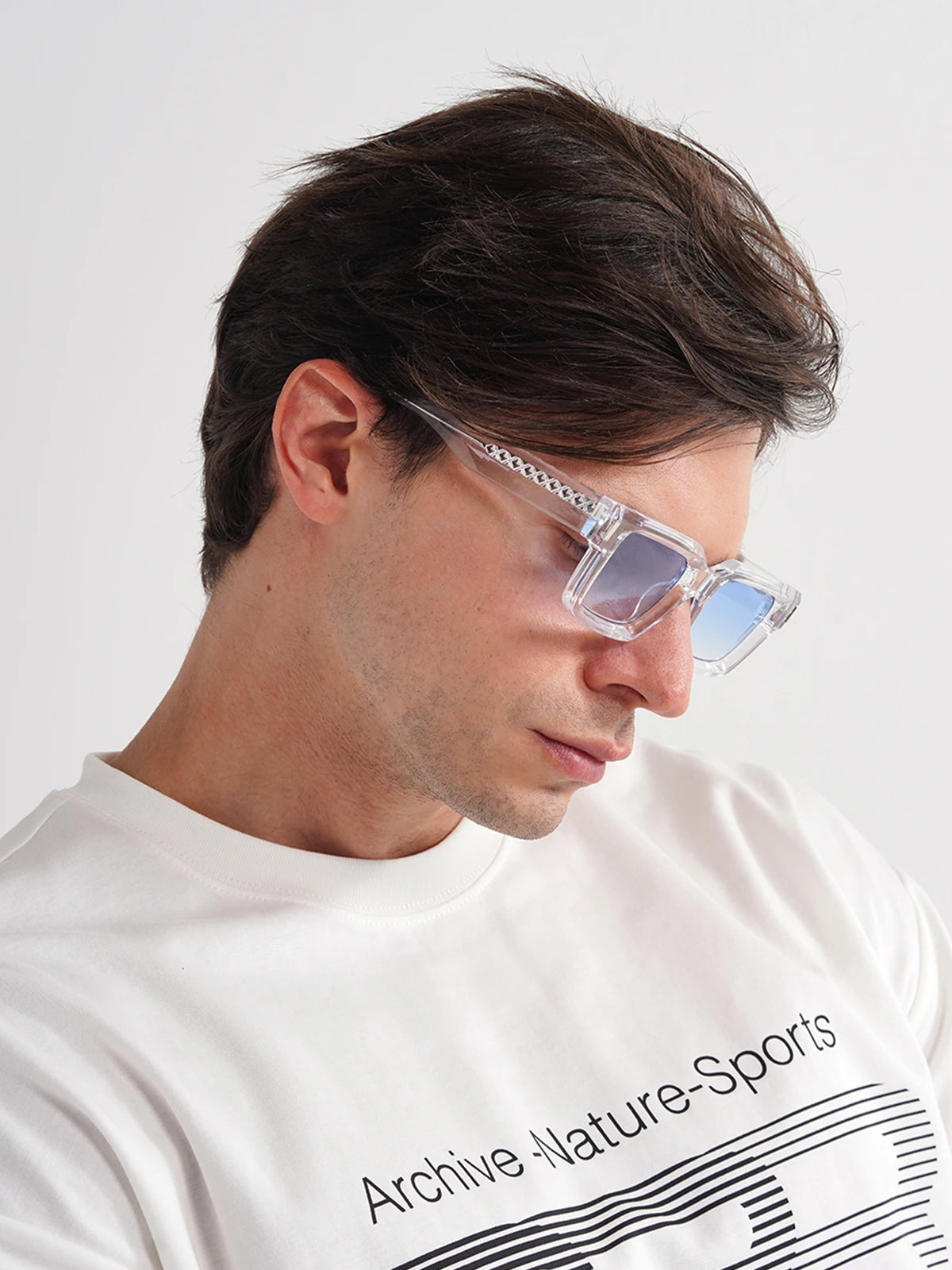 Retro Rectangle Polycarbonate Fashion Sunglasses