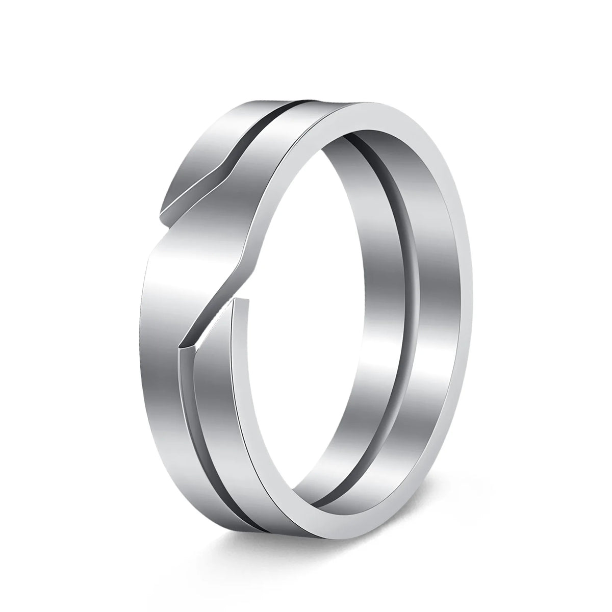 Geometric Slanted Notch Stainless Steel Ring for Men and Women