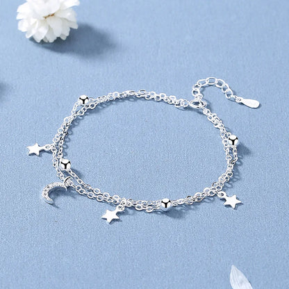 Silver Star Crystal Double Bracelet for Women