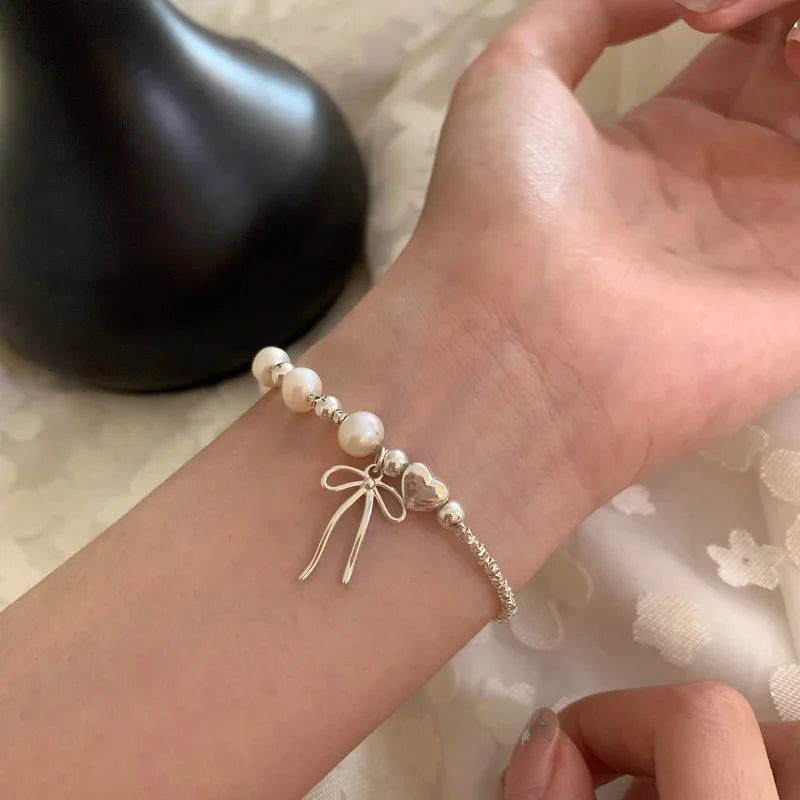 925 Sterling Silver Butterfly Bead String Bracelet for Women