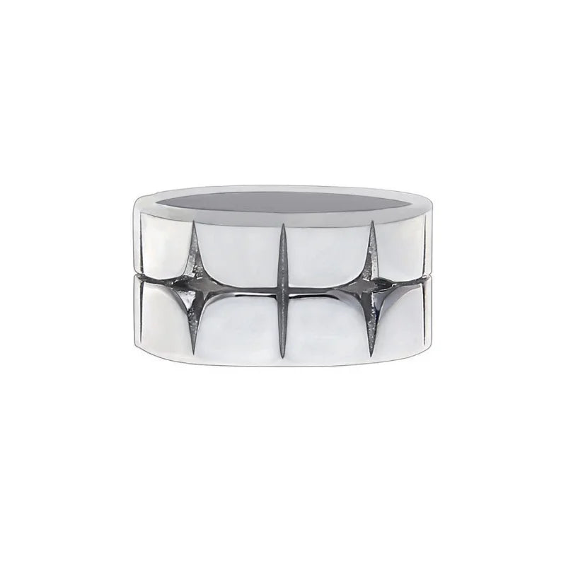 Punk Cross & Star Silver-Colour Ring