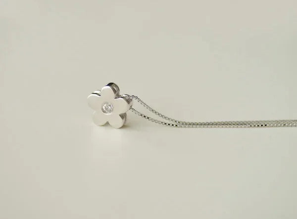 925 Sterling Silver Flower Pendant Necklace for Women