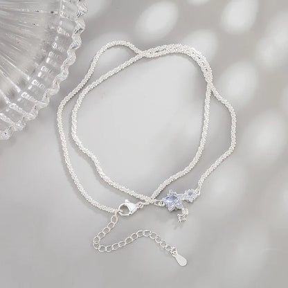 925 Sterling Silver Star Smile Dimple Pendant Necklace for Women