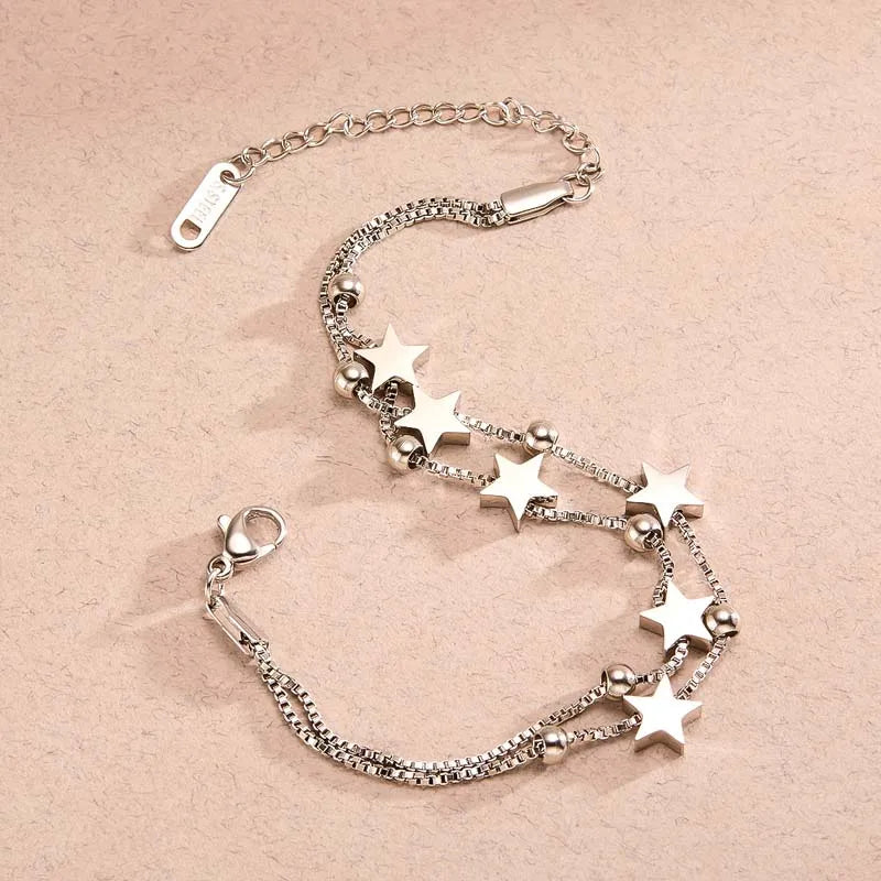 Stainless Steel Star Chain Bracelet for Women and Men