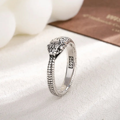 925 Sterling Silver Snake Adjustable Ring for Women