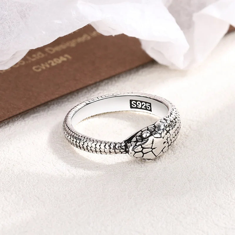 925 Sterling Silver Snake Adjustable Ring for Women