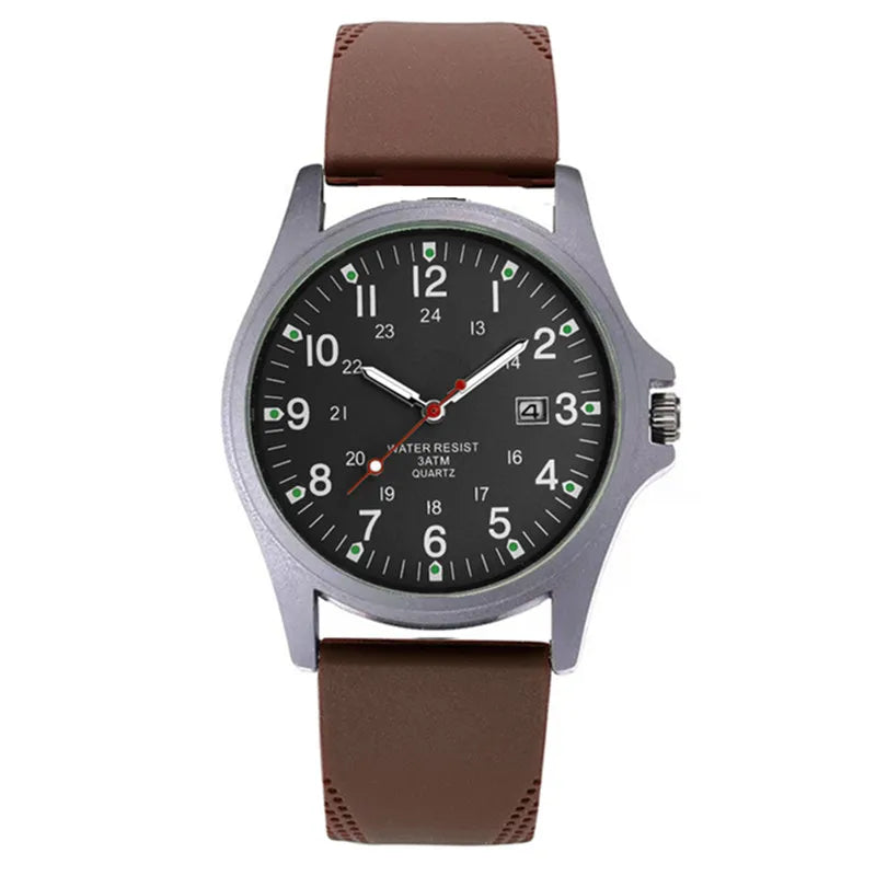 Men's Arabic Dial Quartz Watch with Silicone Strap