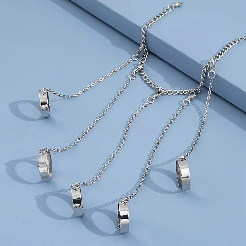 Hip-Hop Finger Ring Chain Bracelet