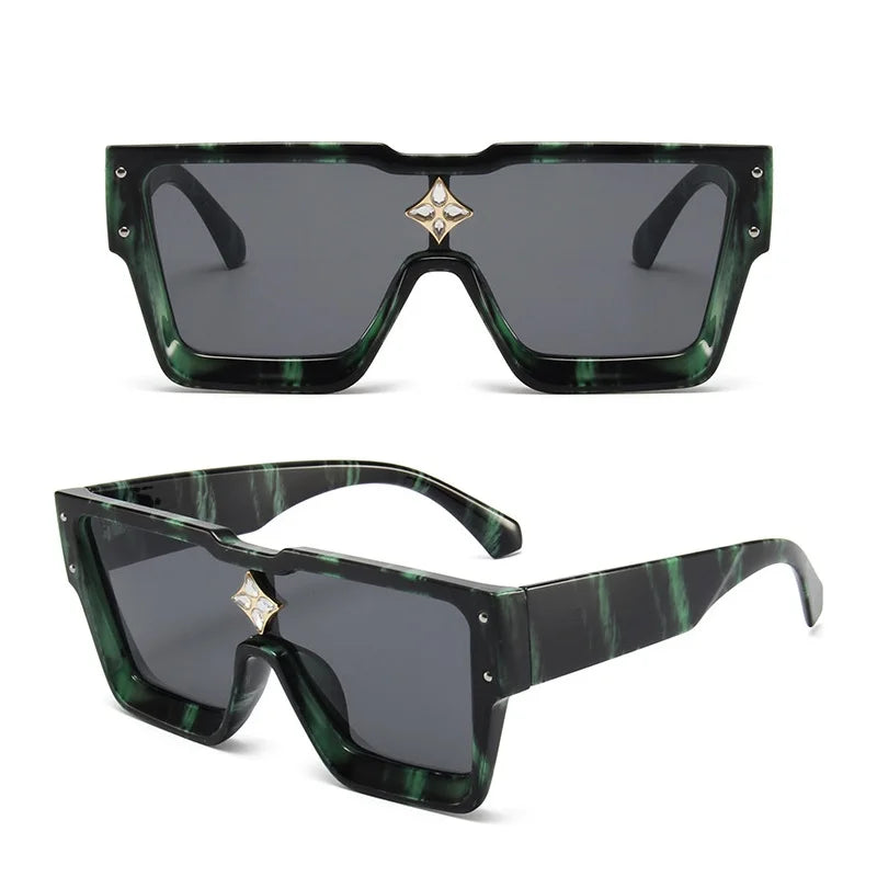 Men's Rectangle Alloy-Frame Fashion Sunglasses
