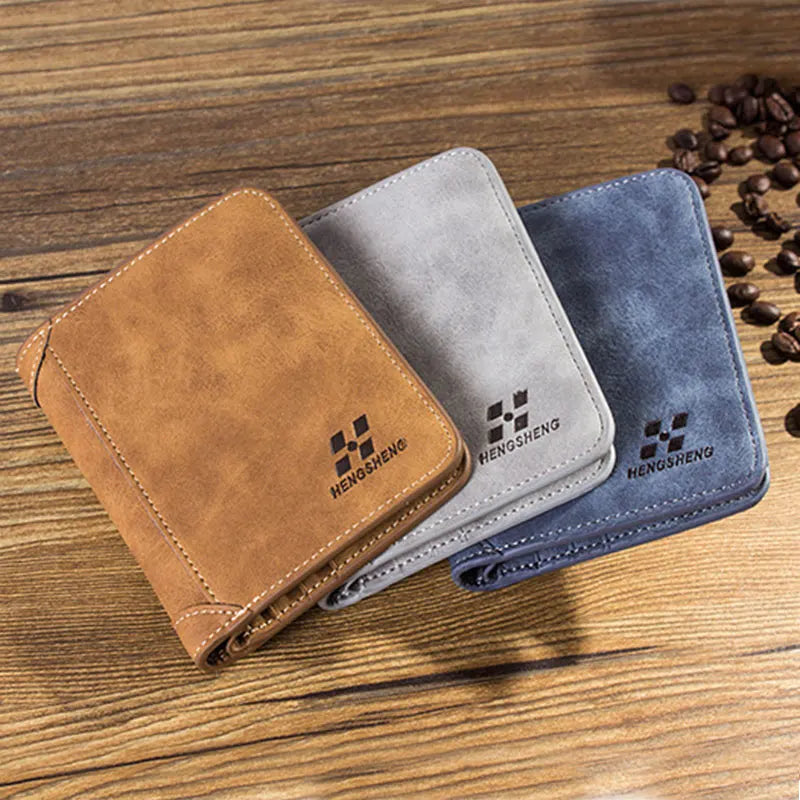 Men's Vintage PU Leather Bifold Wallet | Photo & Card Holder Short Purse