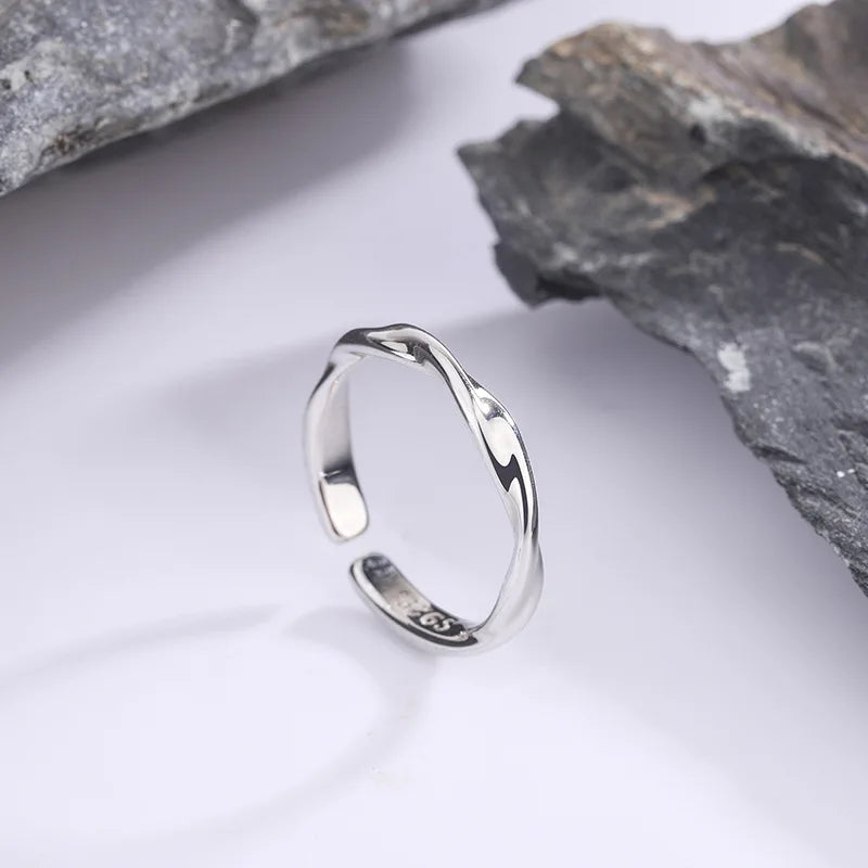 925 Sterling Silver Twisted Wire Ring for Women