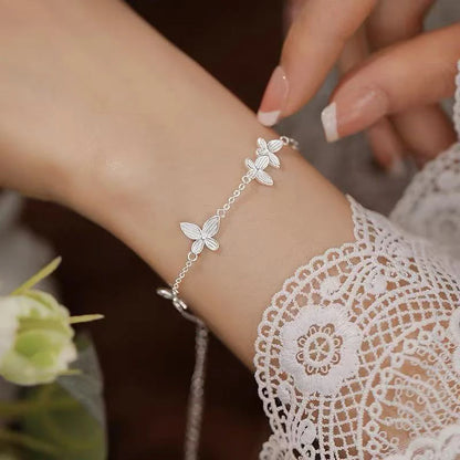 925 Sterling Silver Multiple Butterflies Charm Bracelet for Women