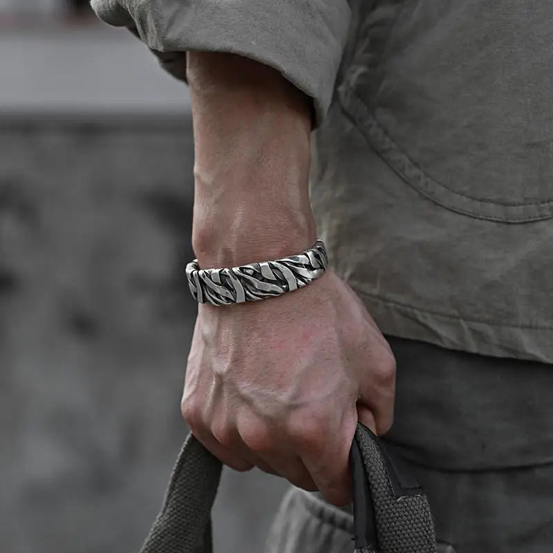 Vintage Silver-Plated Braided Cuff Bracelet