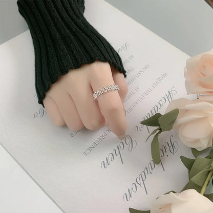 925 Sterling Silver Bilayer Ball Open Ring for Women