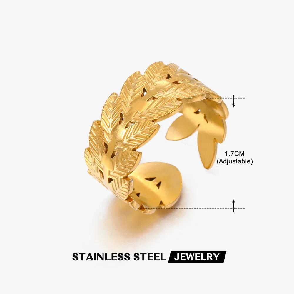 Shell & Star Adjustable Open Ring for Women | 18K Gold Plated