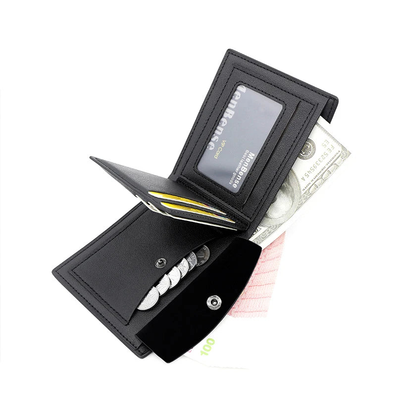 Men's Slim Bifold PU Leather Wallet | Multi-Compartment Card Holder & Coin Purse