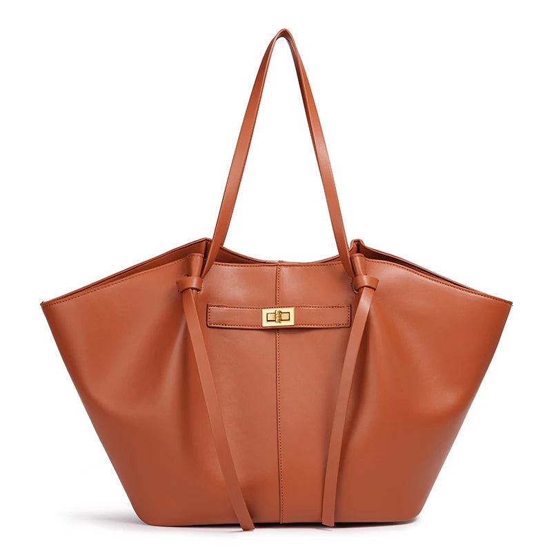 Metal Lock Trapeze Tote Bag for Women