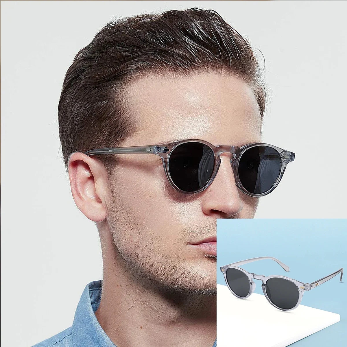 Retro Round Alloy-Frame Fashion Glasses