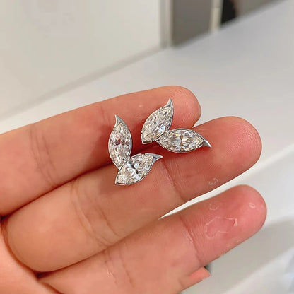 925 Sterling Silver Moissanite Marquise Stud Earrings for Women