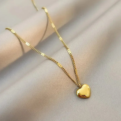 Gold Heart Pendant Chain Necklace for Women