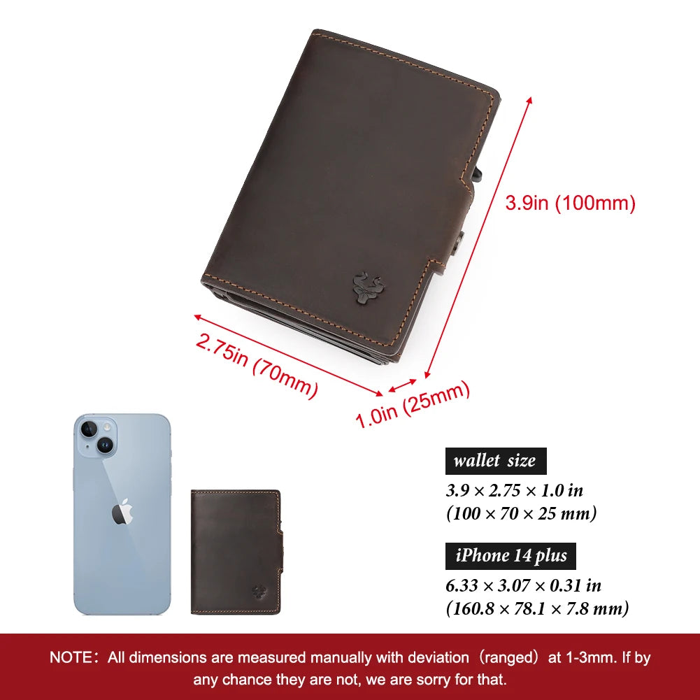 Smart Pop-Up | PU Leather Men's Wallet | RFID Blocking Slim Card Case with Zip Coin Pocket