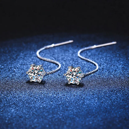 925 Sterling Silver Moissanite Tassel Drop Earrings for Women
