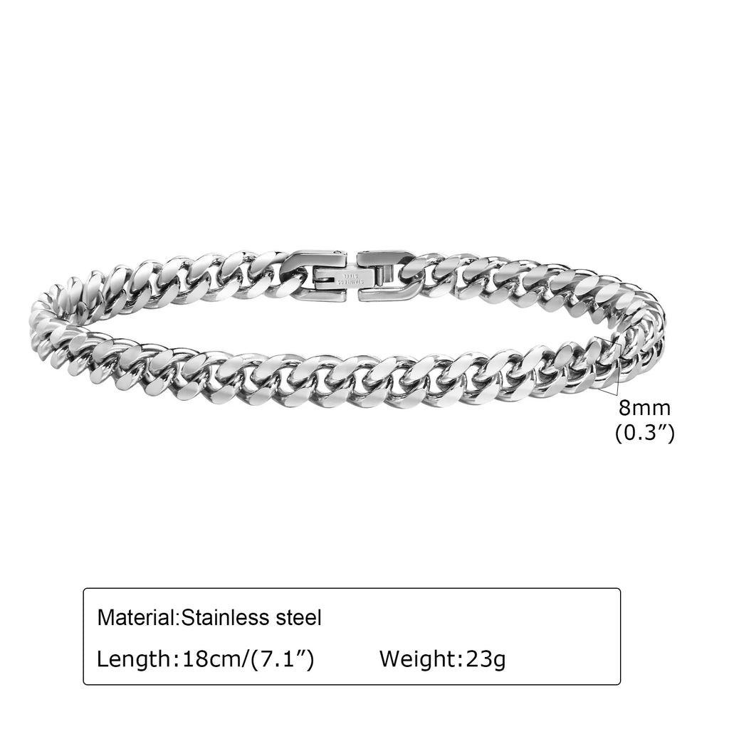 Stainless Steel Cuban Link Chain Bracelet