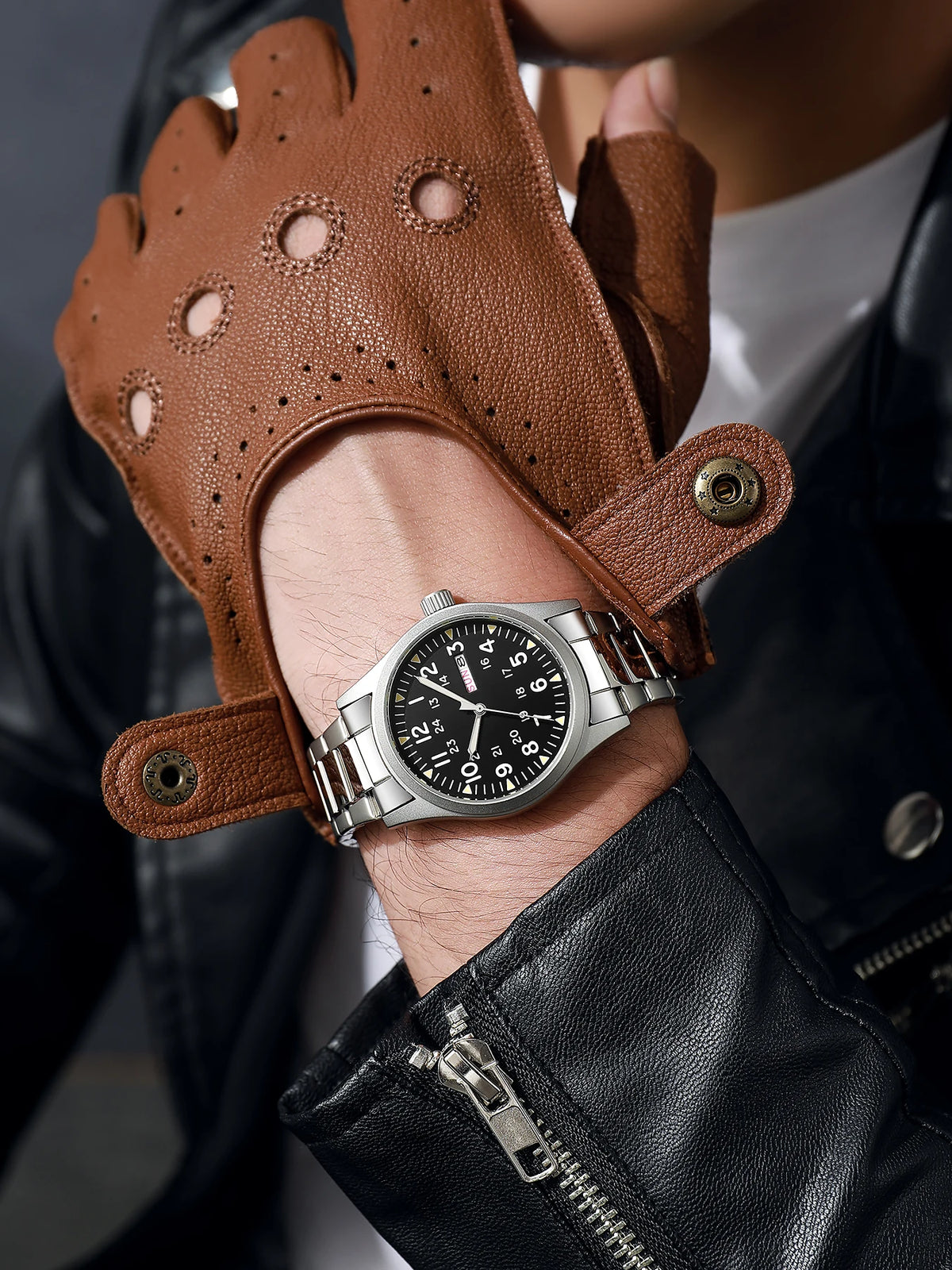 Men's Quartz Field Watch with Stainless Steel Strap