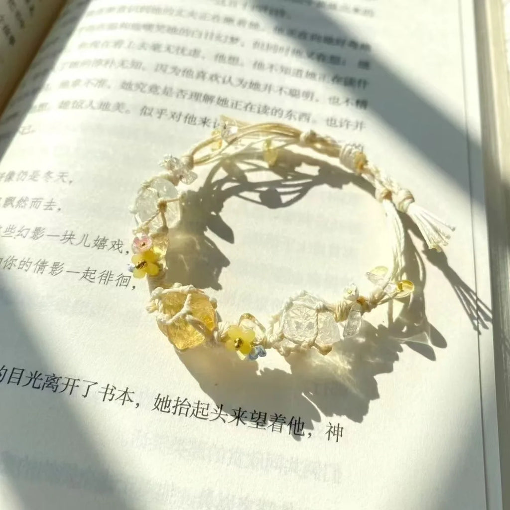 Handwoven Pebble Wreath Crystal Bracelet for Women | Best Friend Gift