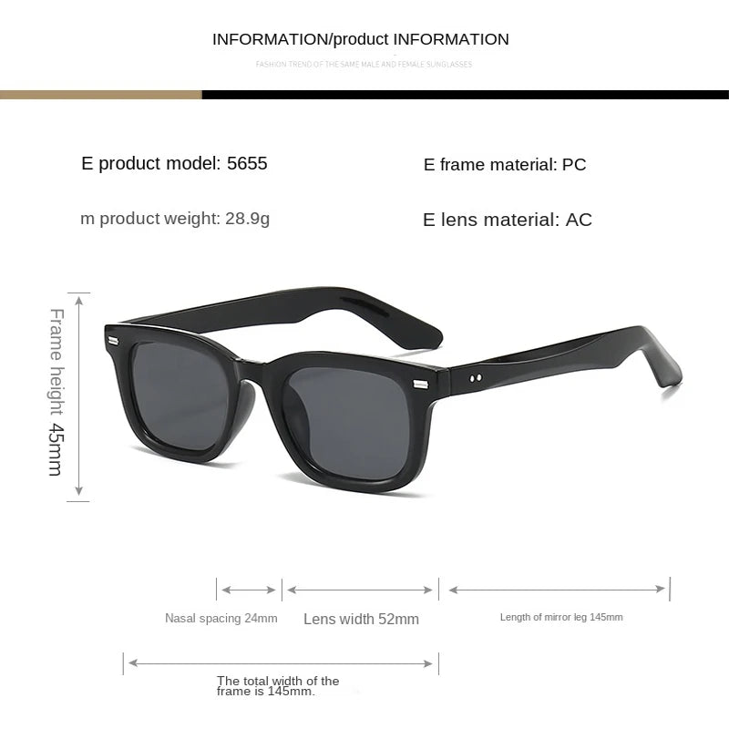 Unisex Vintage Square Fashion Sunglasses