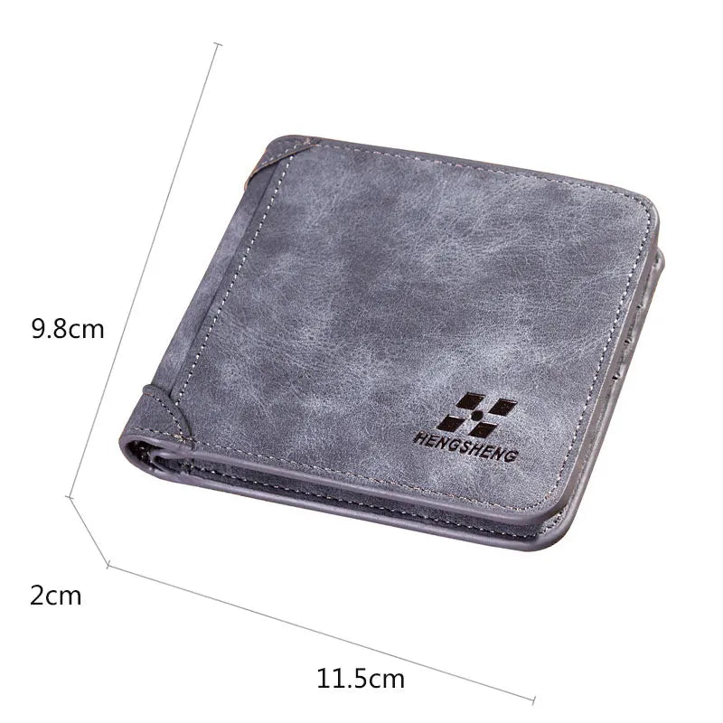 Men's Vintage PU Leather Bifold Wallet | Photo & Card Holder Short Purse
