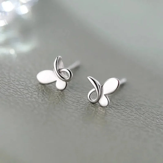 Mini Butterfly Stud Earrings for Women in Silver