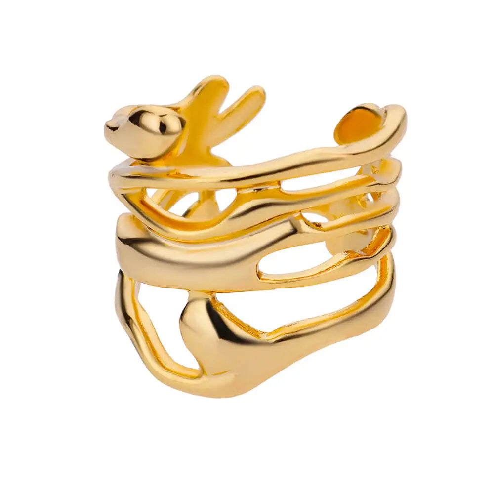 Minimalist Geometric Opening Ring for Women | 18K Gold Plated
