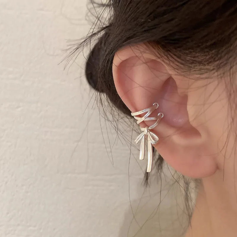 925 Sterling Silver Bow Knot Ear Clip for Women — No Piercing