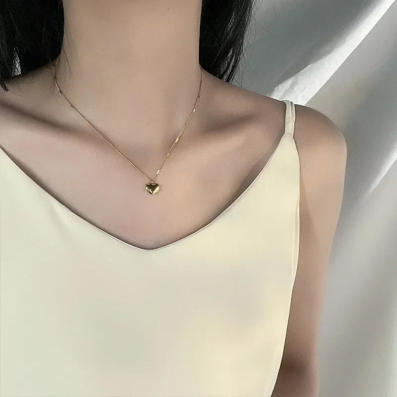 Gold Heart Pendant Chain Necklace for Women