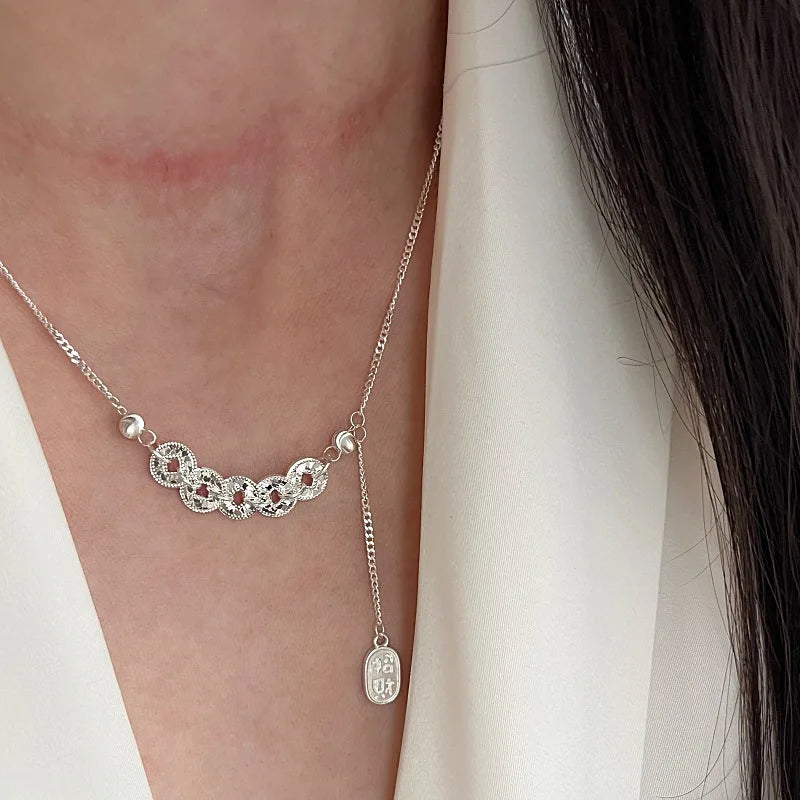 925 Sterling Silver Heart Pendant Adjustable Choker Necklace for Women