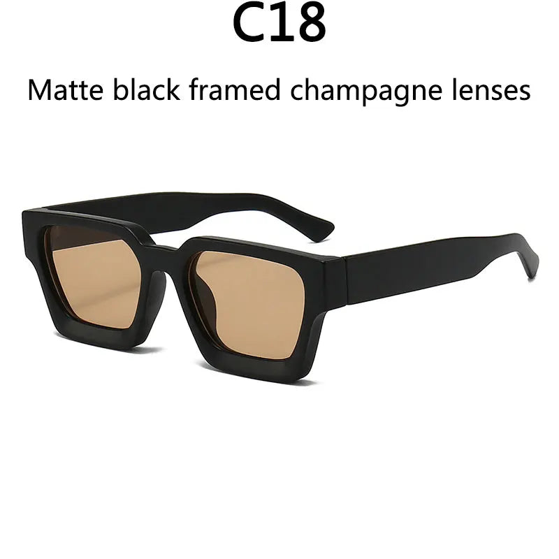 Men's Vintage Square Resin-Lens Sunglasses