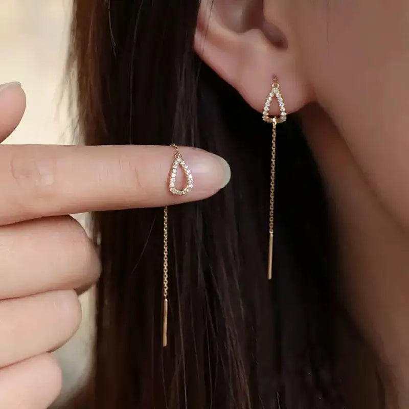 Zircon Crystal Bee Butterfly Flower Drop Ear Line Earrings for Women