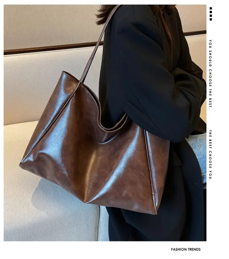 Soft PU Leather Shoulder Tote Bag