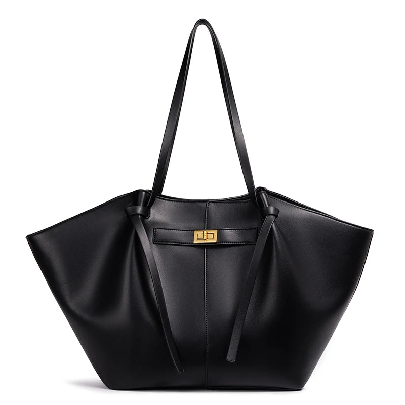 Metal Lock Trapeze Tote Bag for Women