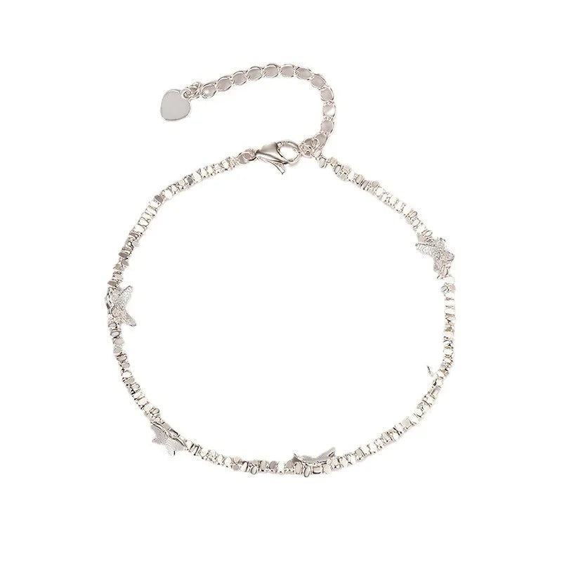 925 Sterling Silver Butterfly Bead String Bracelet for Women