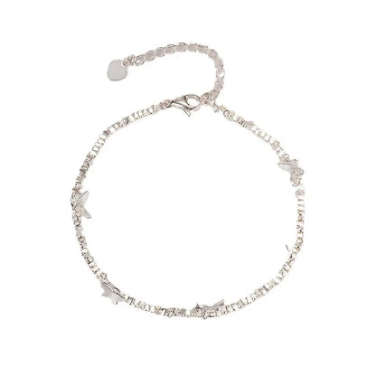 925 Sterling Silver Butterfly Bead String Bracelet for Women