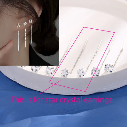 925 Sterling Silver Star Tassel Chain Earrings for Women