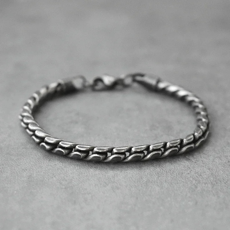Vintage Twist-Link Stainless Steel Bracelet