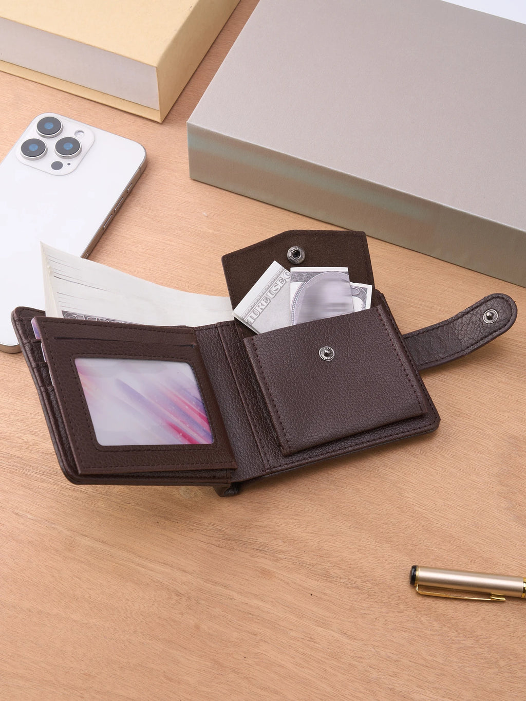 Men's PU Leather Slim Multi-Card Wallet | Zipper Short Coin Purse